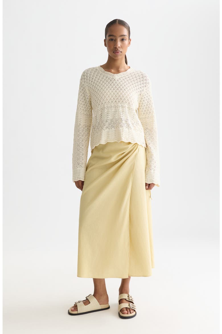 Linen Blend Wrap Maxi Skirt, Alternate, color, PARSNIP