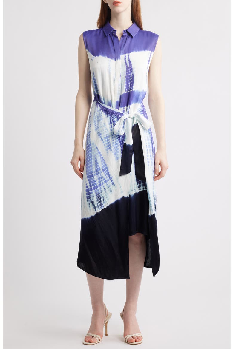 Tie Dye Sleeveless Maxi Shirtdress, Main, color, BLUE