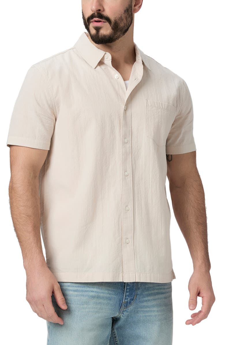 PAIGE Desoto Short Sleeve Pima Cotton Button-Up Shirt, Main, color, 