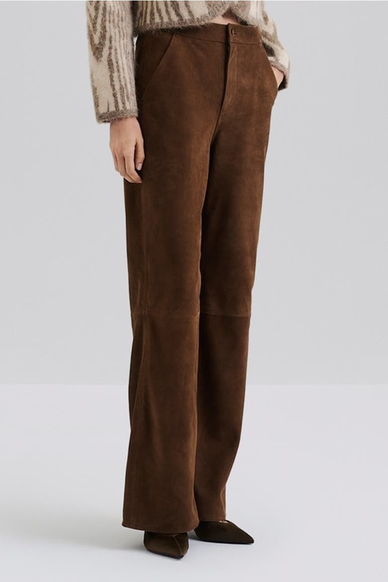 Felise High Rise Wide Leather Trousers, Main, color, Caramel