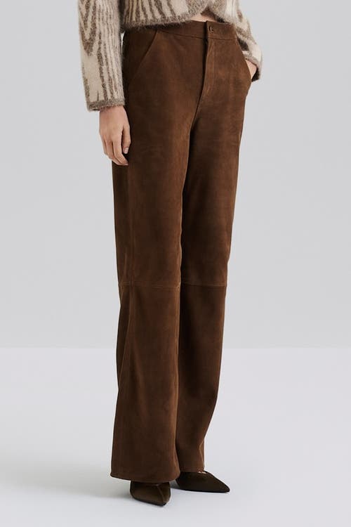 Malina Felise High Rise Wide Leather Trousers In Brown
