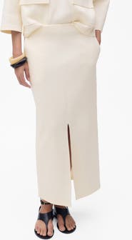 MANGO Cotton Midi Skirt with Front Slit