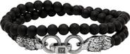 John Varvatos Men's Wolf Beaded Onyx Wrap Bracelet