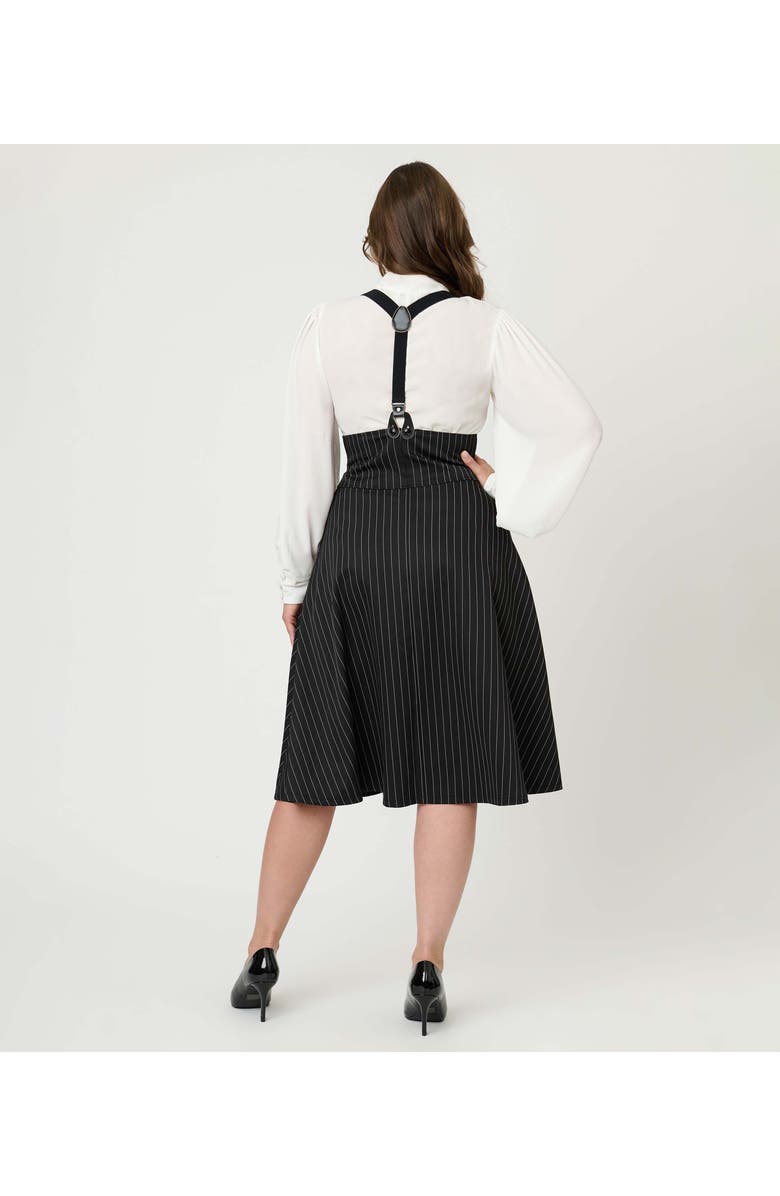 Unique Vintage 1950s Suspender Swing Skirt, Alternate, color, Black