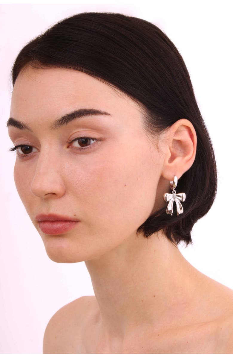 Velvet Luna Bow Drop Earrings, Alternate, color, Silver