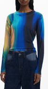 Desigual Abstract Print Fine Gauge Crewneck Sweater