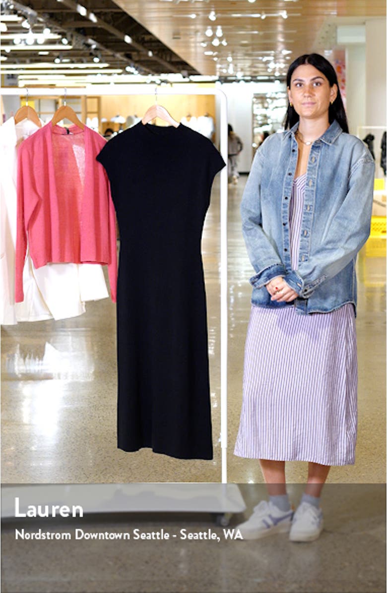 Mock Neck Fitted Midi Sweater Dress