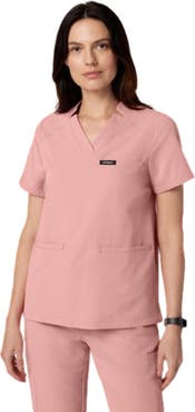 JAANUU Helia Women's 3-Pocket Slim Notched V-Neck Scrub Top