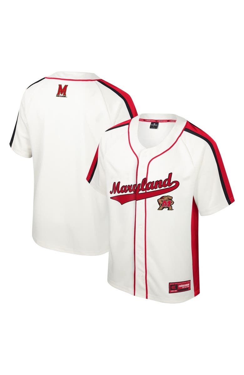 COLOSSEUM Men's Colosseum Cream Maryland Terrapins Ruth Button-Up Baseball Jersey, Main, color, 