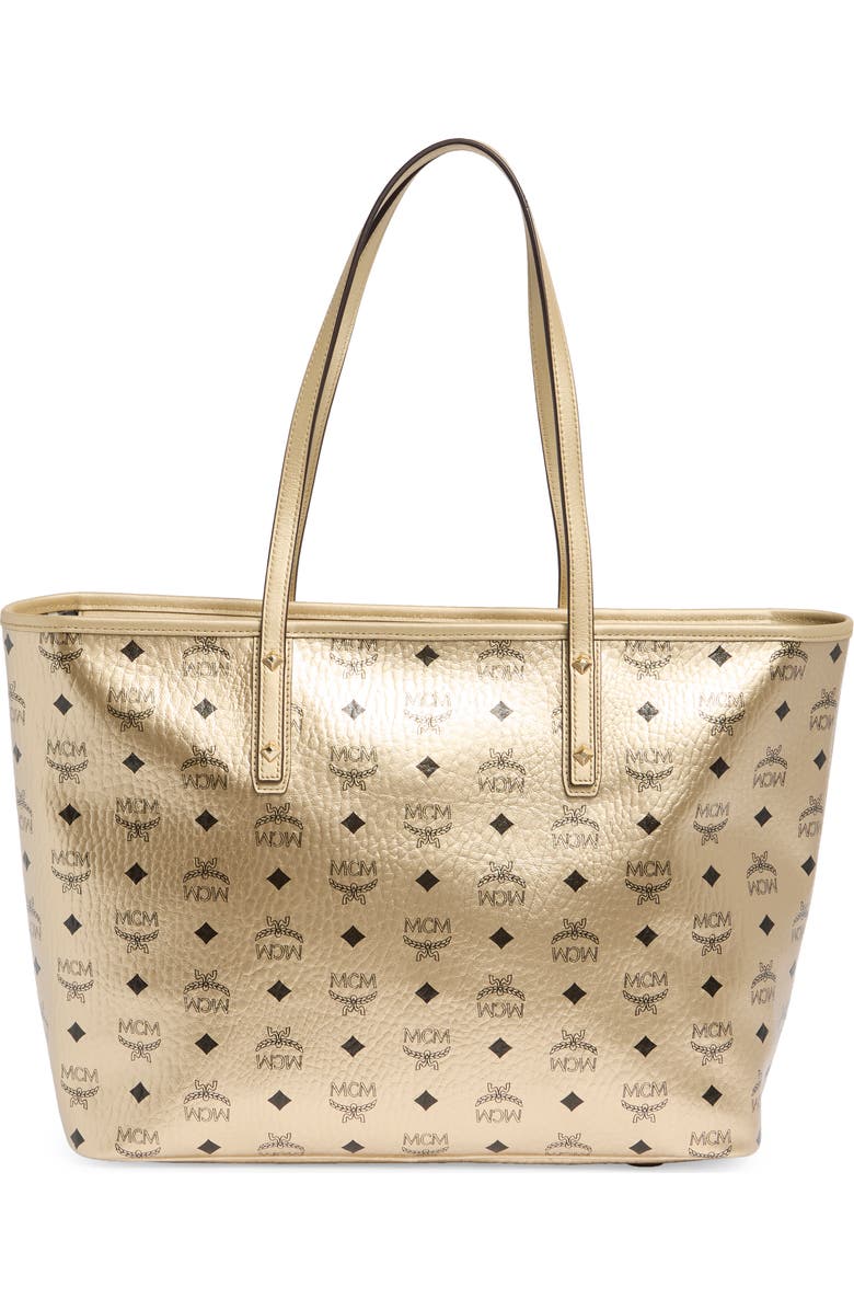 MCM Aren Visetos Metallic Tote Bag, Main, color,