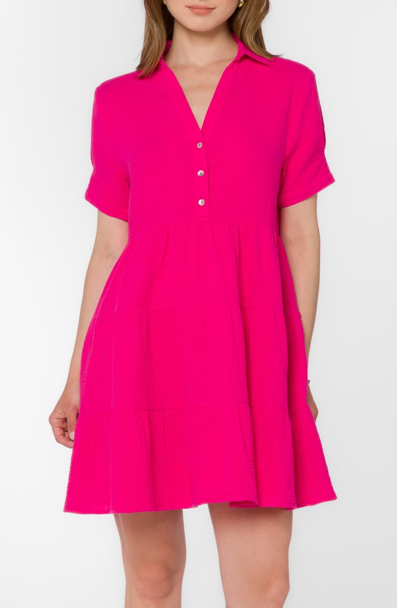 VELVET HEART Cotton Gauze Babydoll Dress, Main, color, Fuchsia Flambe