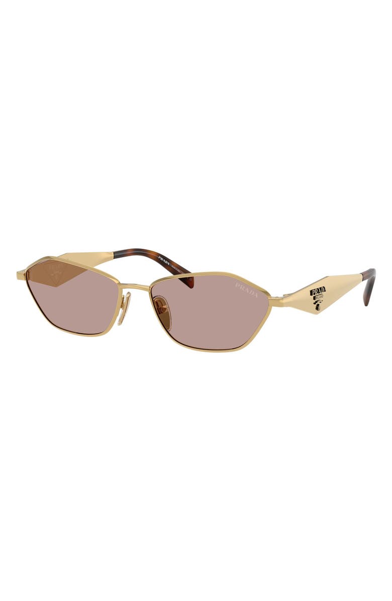 Prada 57mm Irregular Sunglasses, Alternate, color, Gold / Light Purple Brown