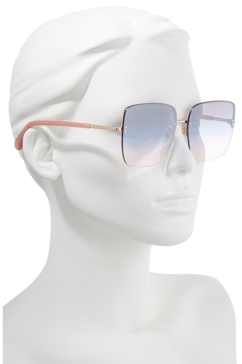 janays 61mm rimless square sunglasses, Alternate, color, PINK