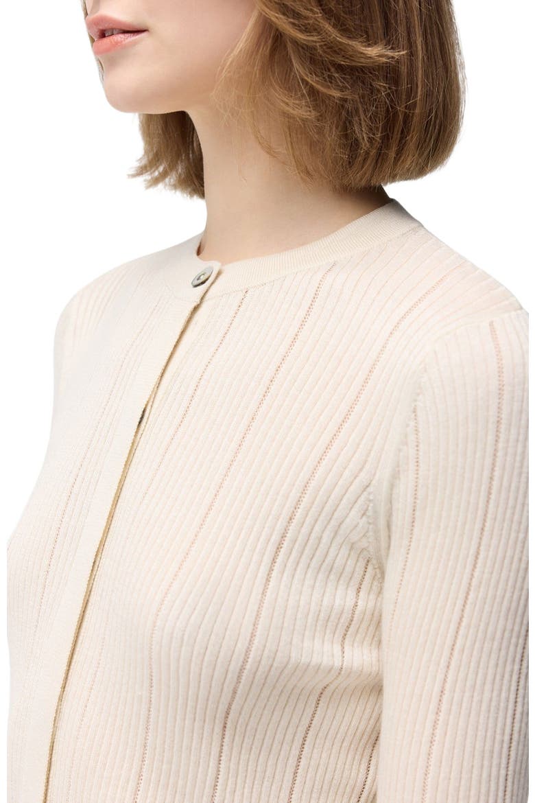 Hidden Button-Front Cashmere Silk Cardigan, Alternate, color, whisper white