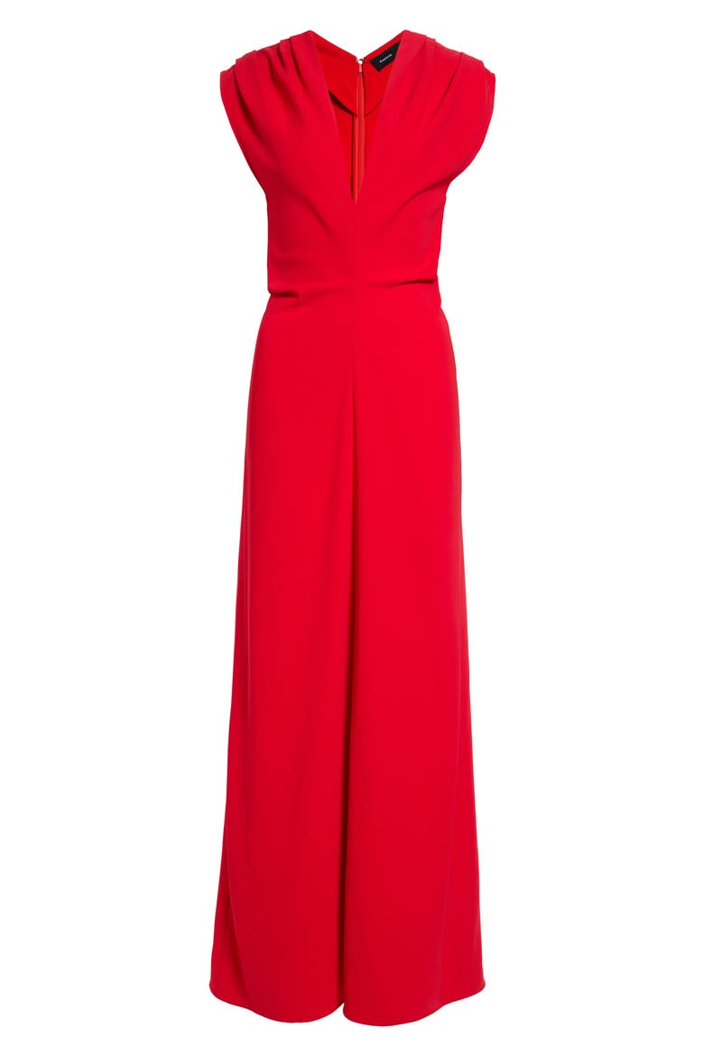 Geraldine Sleeveless Crepe V-Neck Dress, Alternate, color, RED
