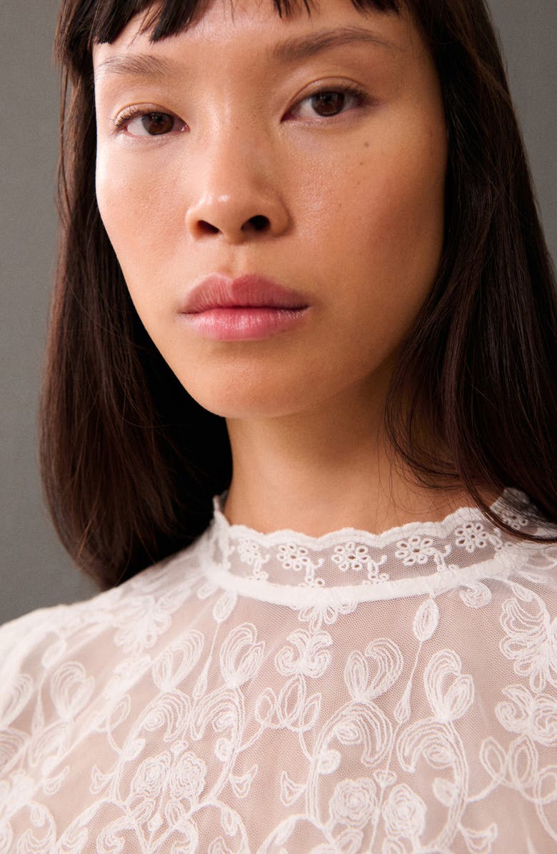 MANGO Embroidered See Through Top, Alternate, color,