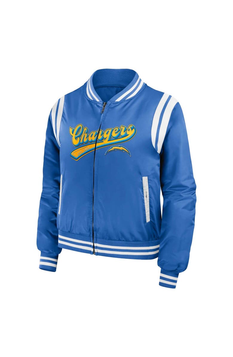 WEAR by Erin Andrews Women's WEAR by Erin Andrews Powder Blue Los Angeles Chargers Bomber Full-Zip Jacket, Alternate, color, Powder Blue