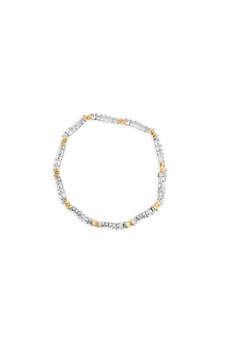 10K Two-Tone 2.00 Cttw Diamond "X" and Wave Link Bracelet - 7" Inches, Alternate, color, Yellow