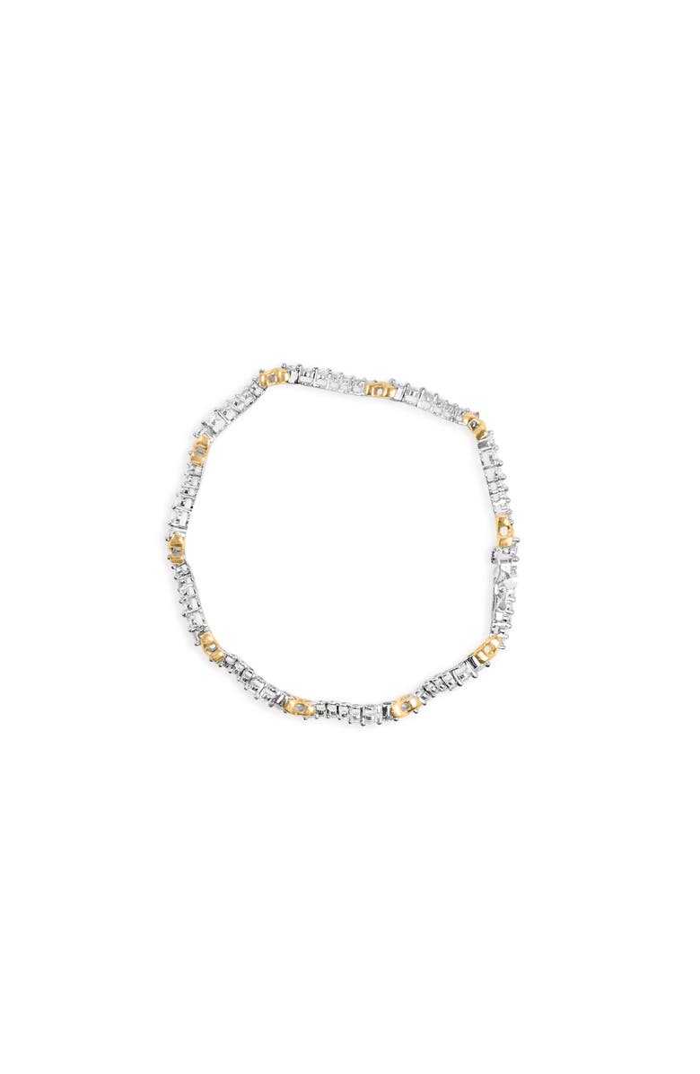 Haus of Brilliance 10K Two-Tone 2.00 Cttw Diamond "X" and Wave Link Bracelet - 7" Inches, Alternate, color, Yellow