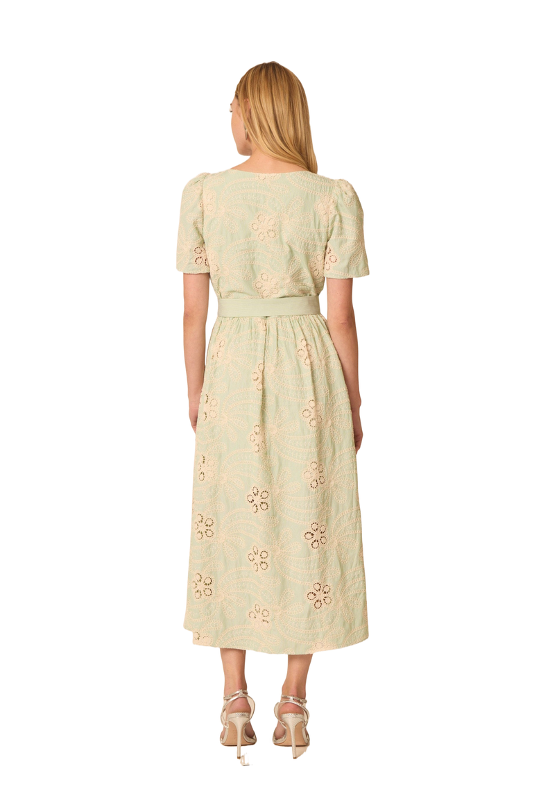 Mallory Dress, Alternate, color, Green stripe embroidery