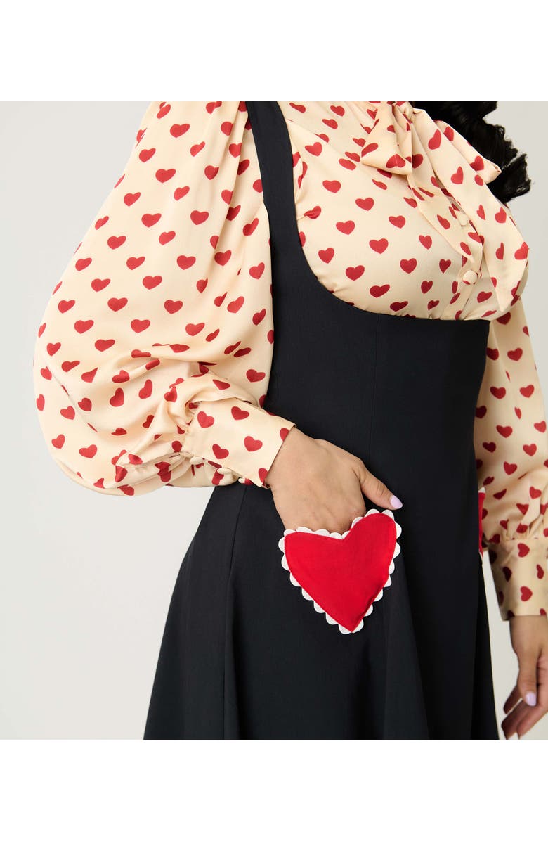 Unique Vintage Amma Swing Skirt, Alternate, color, Black W/Red Hearts