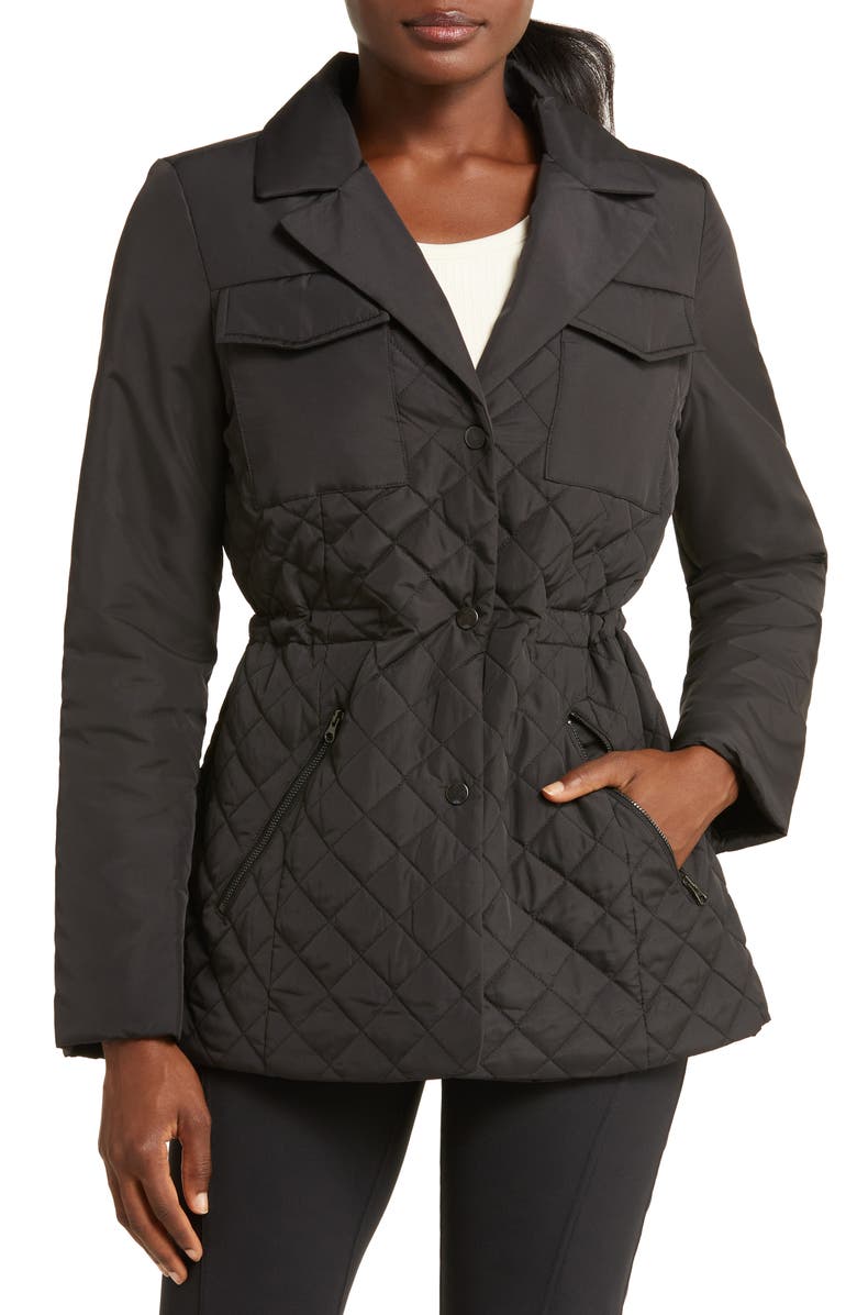 Zella Active Quilted Hooded Jacket, Alternate, color, Black