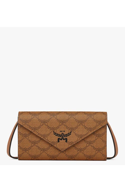 Mcm Himmel Lauretos Envelope Leather Wallet On Chain In Cognac
