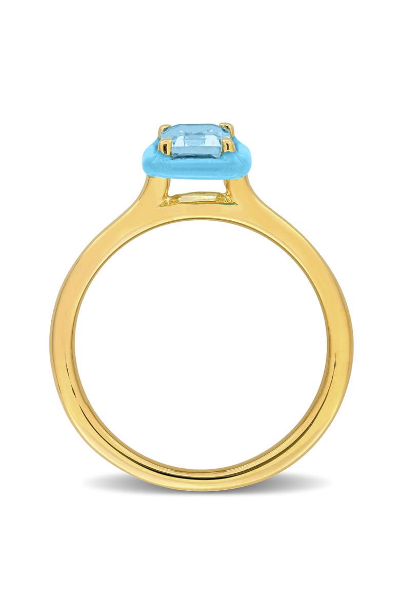 Julianna B. Blue Topaz & Enamel Halo Ring Yellow-Plated, Alternate, color, Blue Topaz
