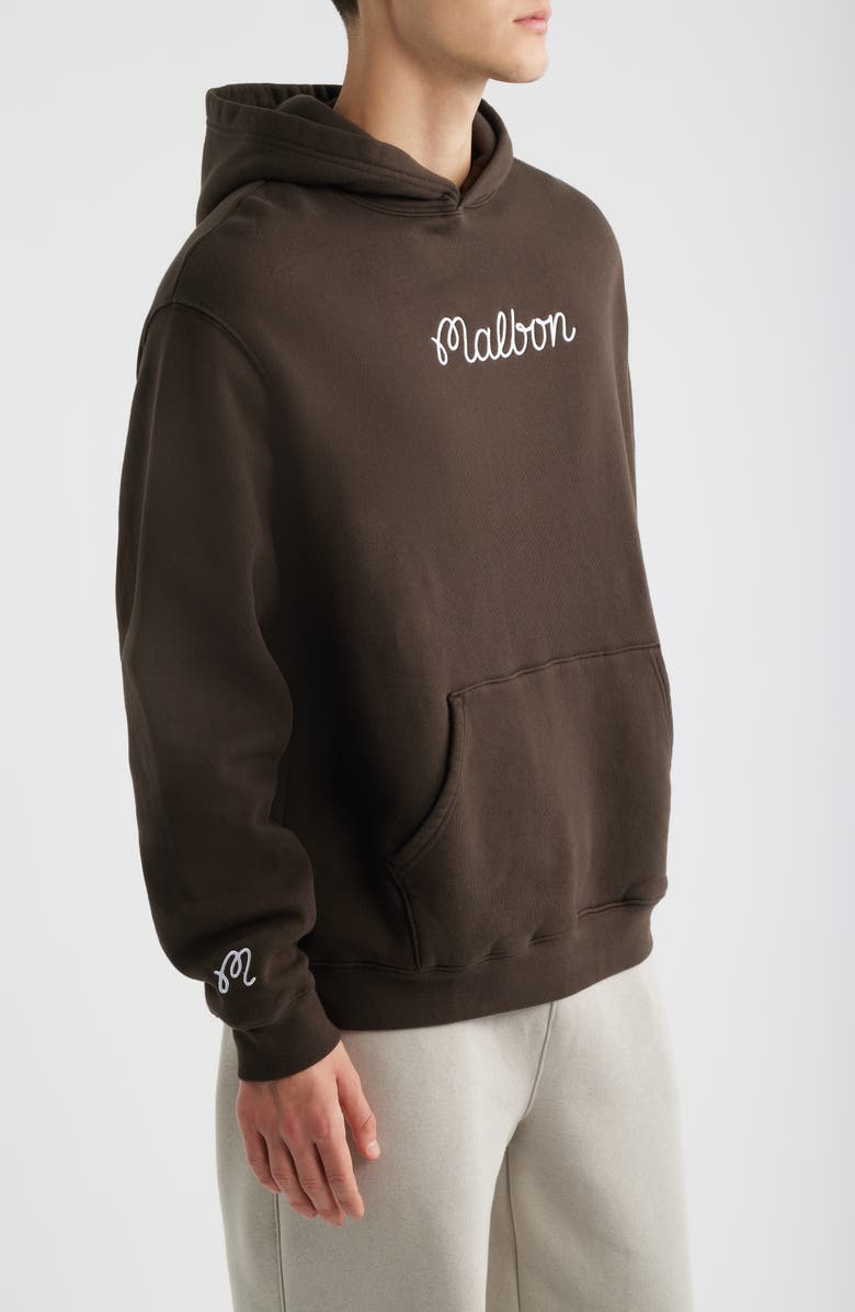 Malbon Golf Fesque Logo Embroidered Hoodie, Alternate, color, Brown
