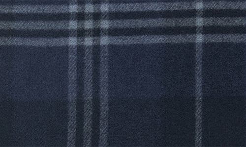 Mango Check Fringe Scarf In Dark Navy