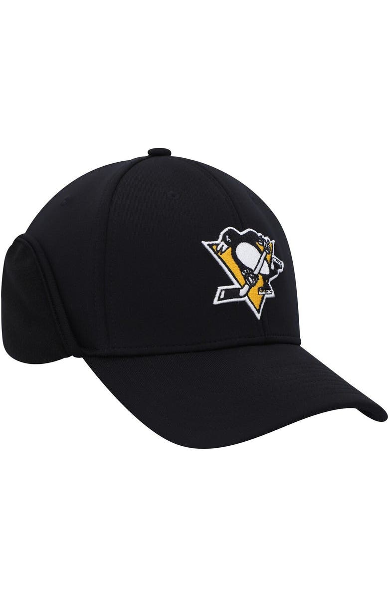 adidas Men's adidas Black Pittsburgh Penguins Earflap Flex Hat, Alternate, color,