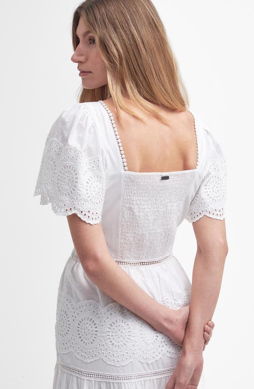 BARBOUR BARBOUR JOANNE EYELET EMBROIDERED TIERED COTTON MIDI DRESS