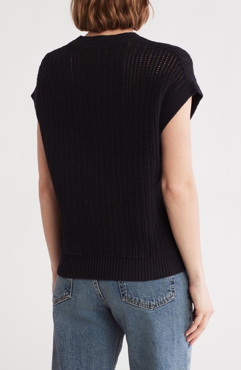 NORDSTROM RACK Cotton Short Sleeve Sweater, Alternate, color, Black