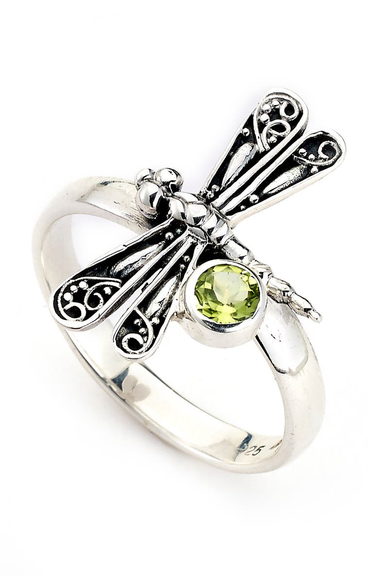 SAMUEL B. Sterling Silver Peridot Dragonfly Ring, Main, color,