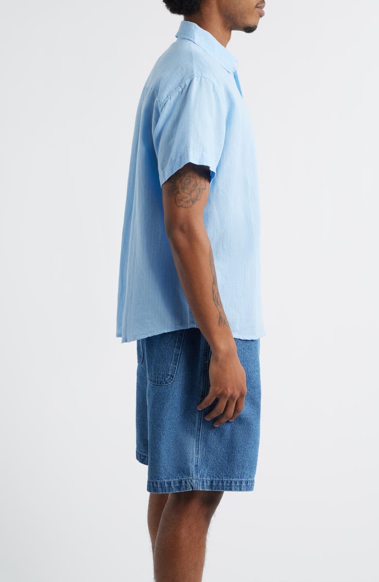 Obey Barry Stripe Short Sleeve Button-Up Shirt, Alternate, color, Sky Blue Multi