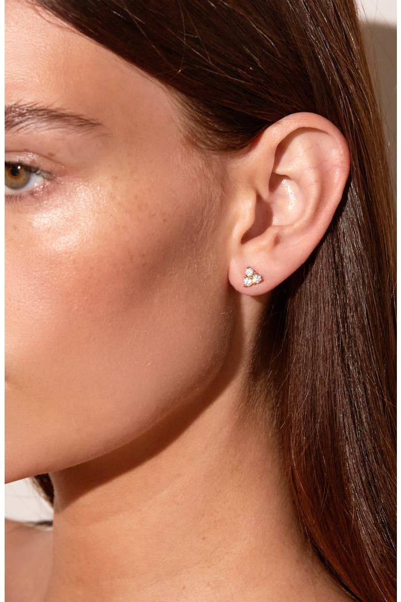 Lab Grown Sapphire Trinity Stud Earrings, Alternate, color, Yellow Gold Vermeil