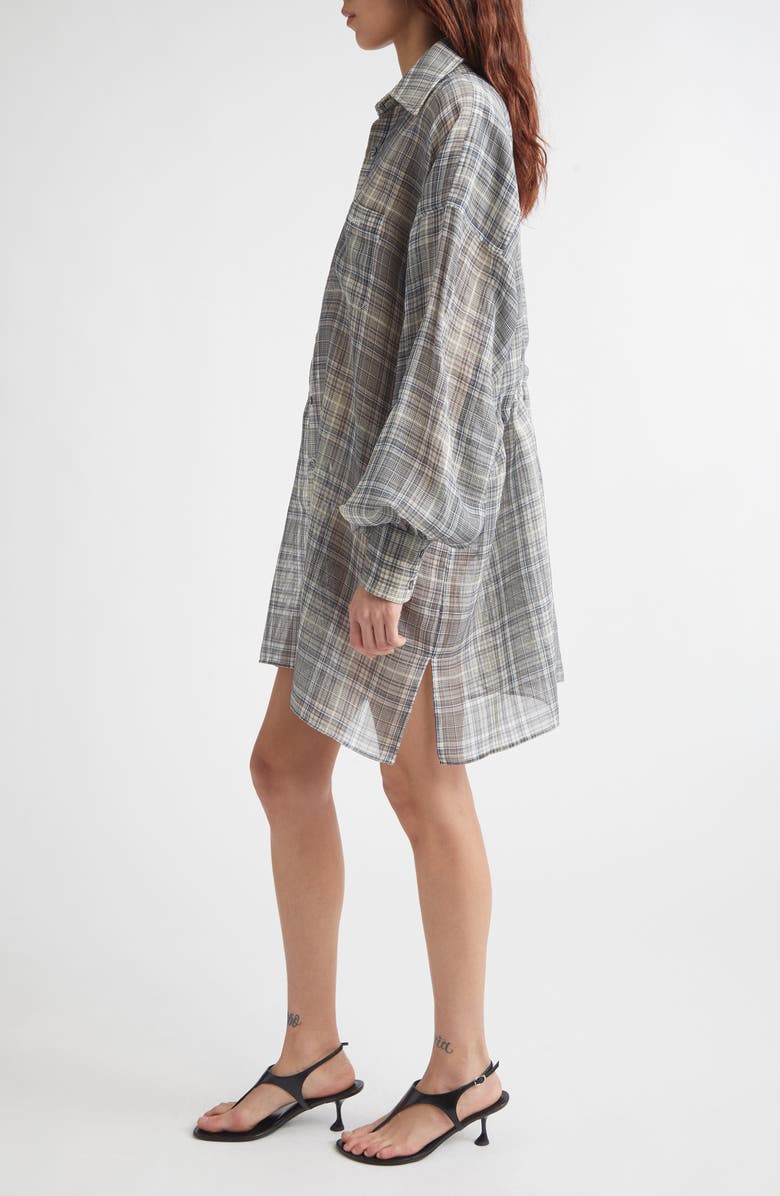 Coperni Check Zero Waste Cotton Button-Up Shirt, Alternate, color, Grey