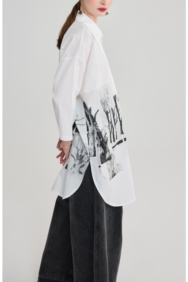 Harlow Printed Cotton Shirt, Alternate, color, Black Print