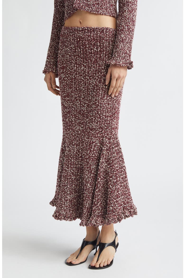 Colette Cotton & Linen Popcorn Slub Trumpet Skirt, Alternate, color, WINE MULTI