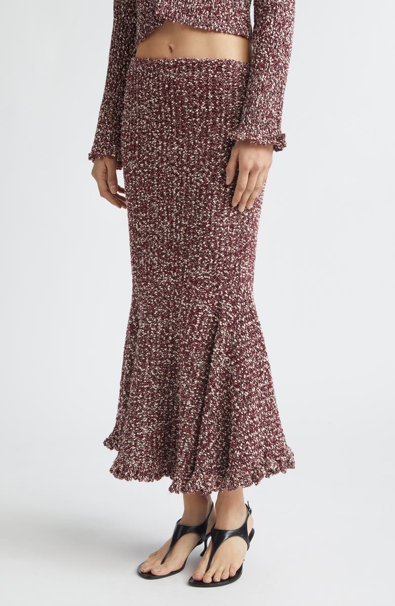 Proenza Schouler Colette Cotton & Linen Popcorn Slub Trumpet Skirt, Alternate, color, Wine Multi