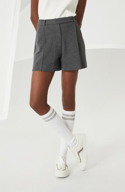 Brunello Cucinelli Techno Cotton Piqué Shorts In Lead