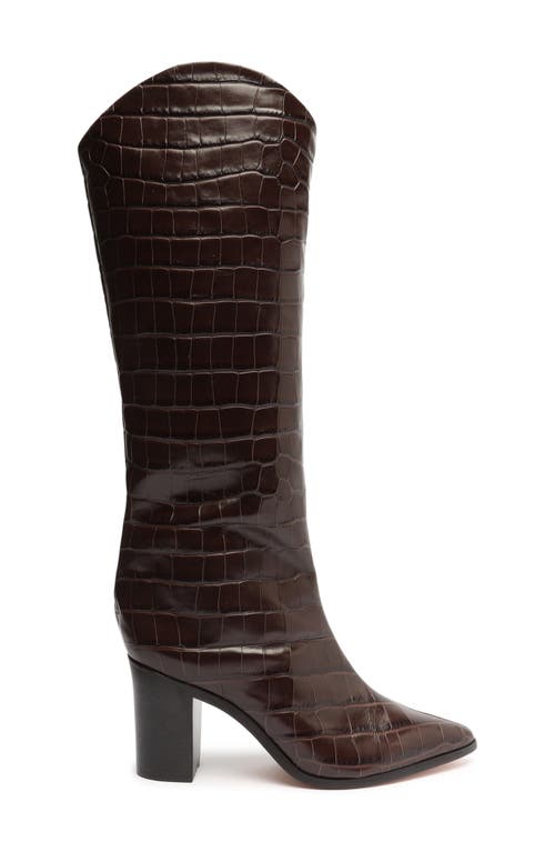 Schutz Maryana Pointed Toe Block Heel Knee High Boot In Brown