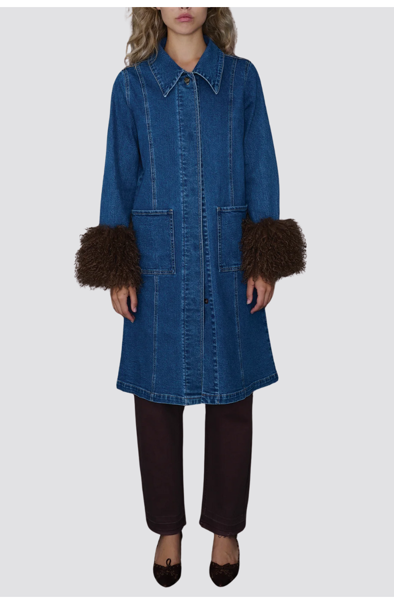 TT Studios Penny Denim Faux Fur Jacket, Alternate, color, Main St.