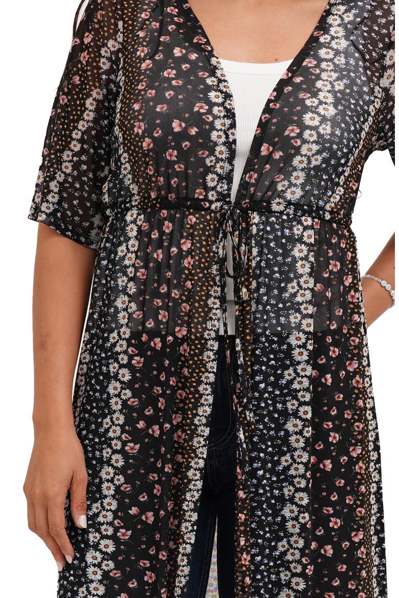 Daisy Print Mesh Duster Cardigan, Alternate, color, DAISYCHAIN