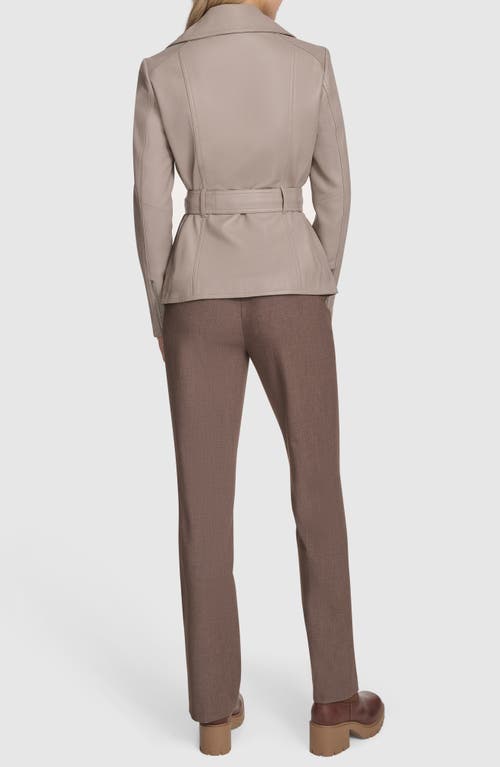 Andrew Marc Violet Leather Trench Jacket In Neutral