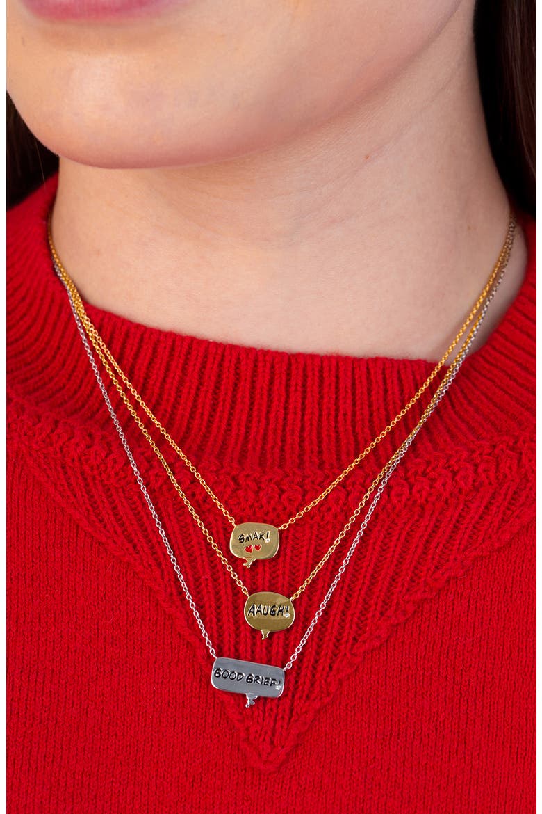 x Peanuts® AAUGH! Thought Bubble Pendant Necklace, Alternate, color, 18KT YELLOW GOLD / CLEAR STONE