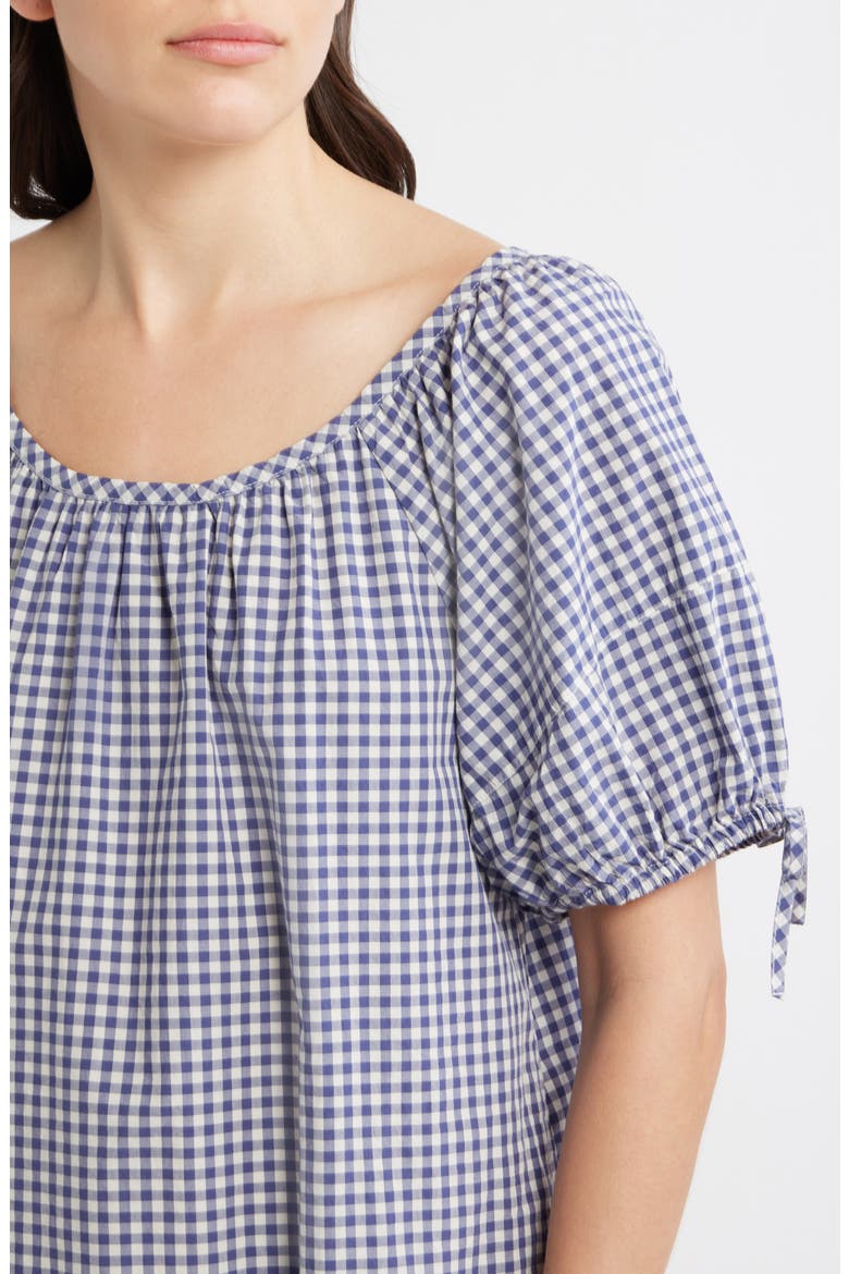 Aleca Gingham Tie Sleeve Minidress, Alternate, color, BAY BLUE GINGHAM