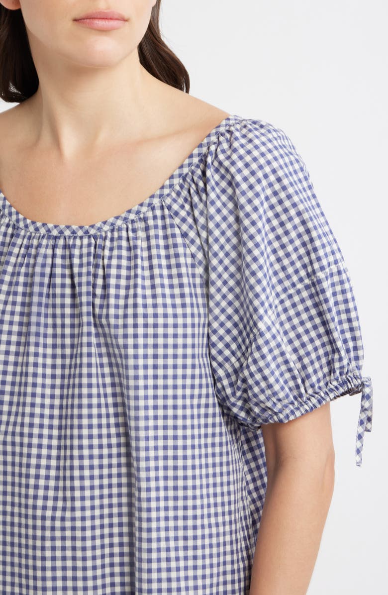 Marine Layer Aleca Gingham Tie Sleeve Minidress, Alternate, color, Bay Blue Gingham