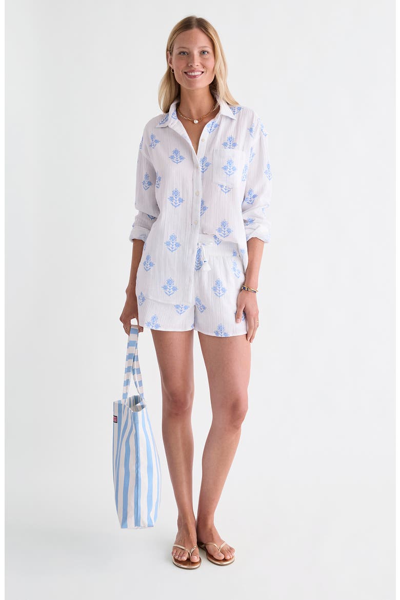 Frankie Gauze Pull-On Shorts, Alternate, color, WHITE LIA BLOCKPRINT