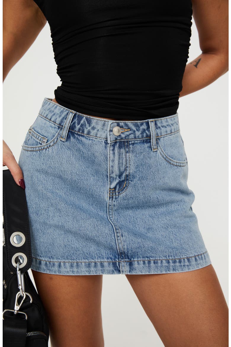 Nickei Denim Miniskirt, Alternate, color, BLUE